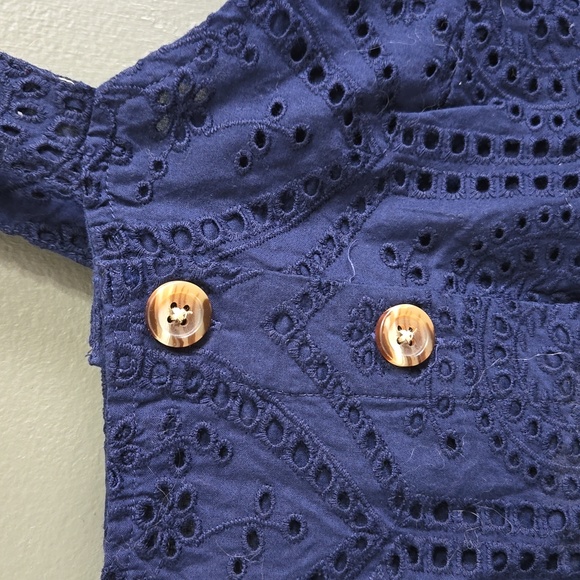 Crown & Ivy Navy Blue Eyelet Summer Top - Picture 2 of 4